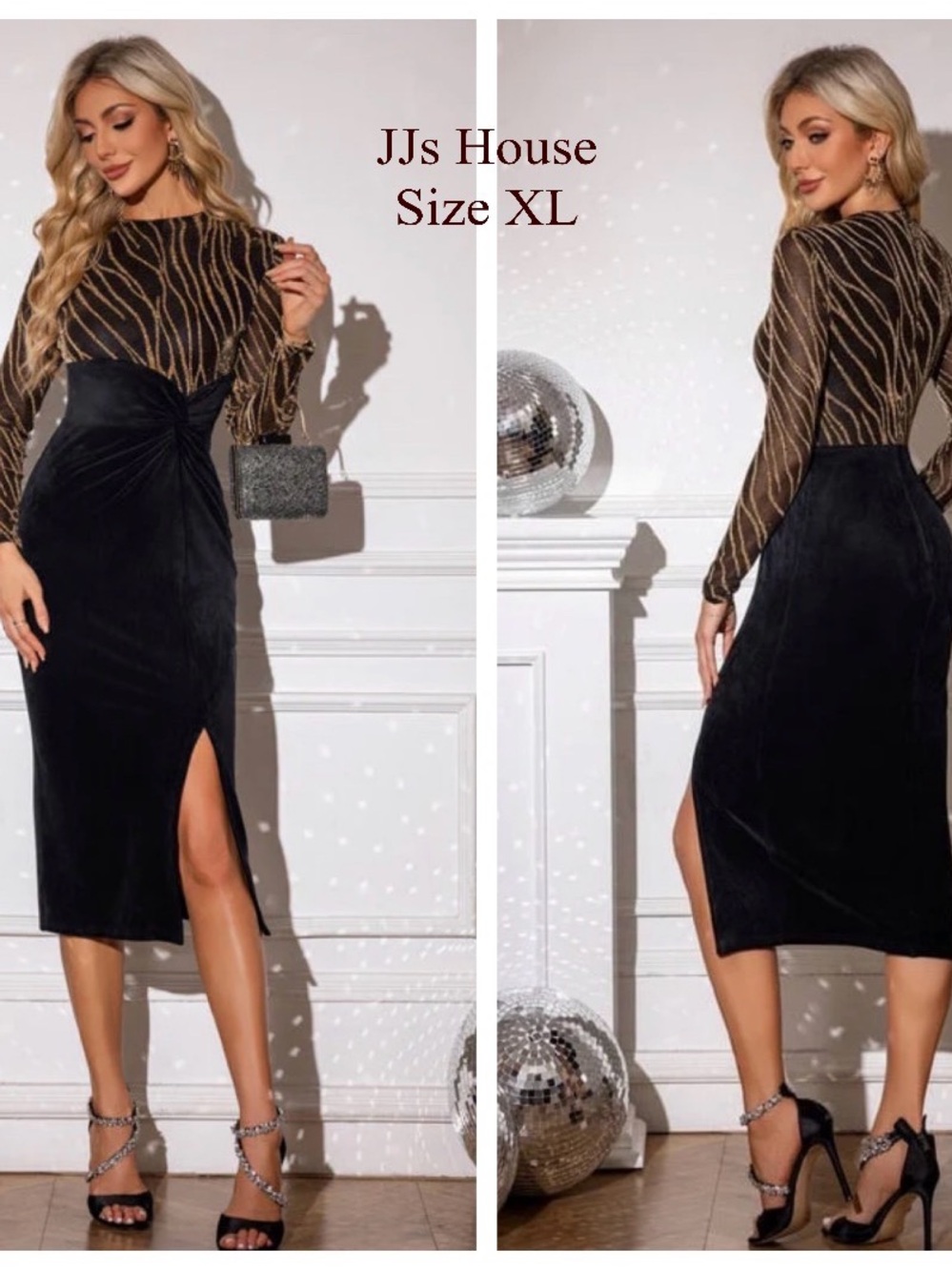 JJs House Jacquard High-Neck Midi Dress